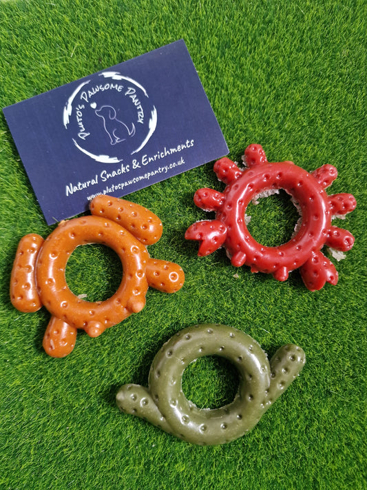 Veggie Crab, Frog, Snake chews